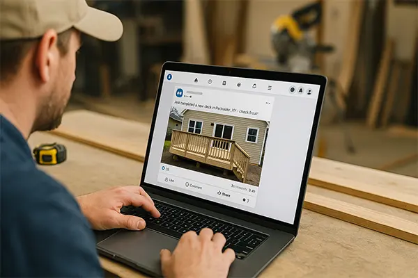 Contractor using social media to share local projects and boost online visibility.