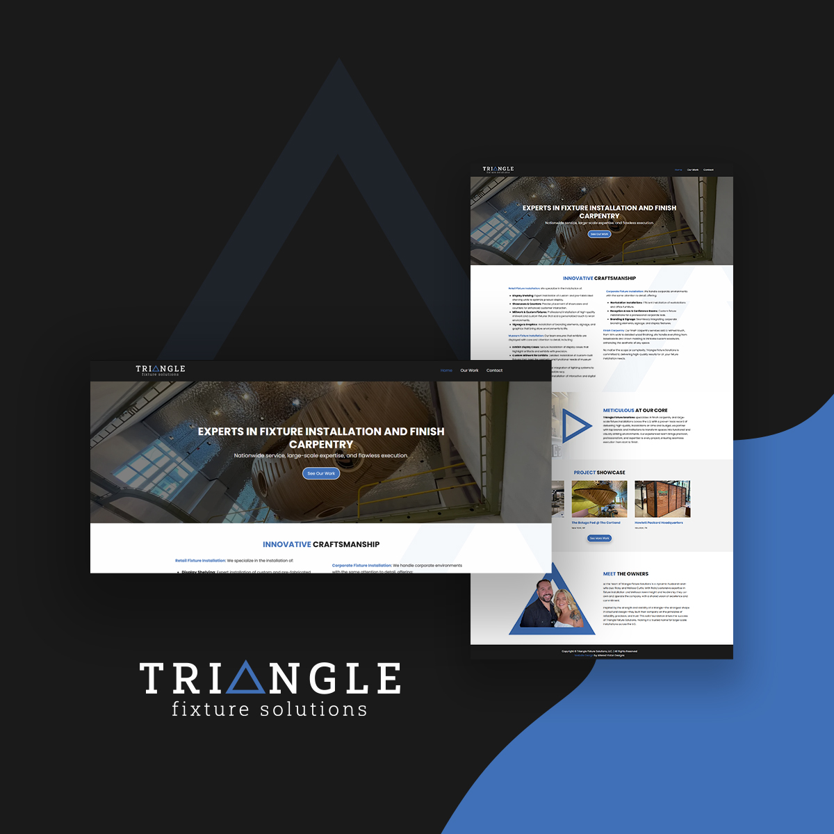 Website mockup for our client Triangle Fixture Solutions